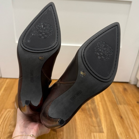 NEW Vince Camuto Brigitte Knee High Leather Boots Dark Brown Sz 7, Stiletto Heel - Picture 7 of 9